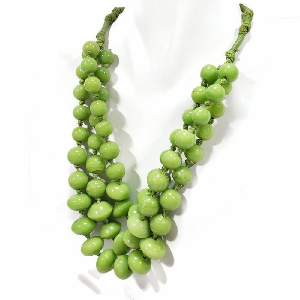 Green Glass Multi Strand Necklace Cord
